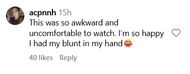 Another user finds Bhad's video awkward and uncomfortable (image via @acpnnh on Instagram)